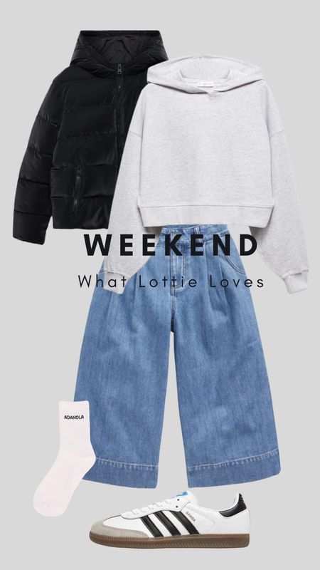 Lottie Loves 

Baggy jeans, grey hoodie, gazelle adidas, black puffer, tween girl fashion 

#LTKkids