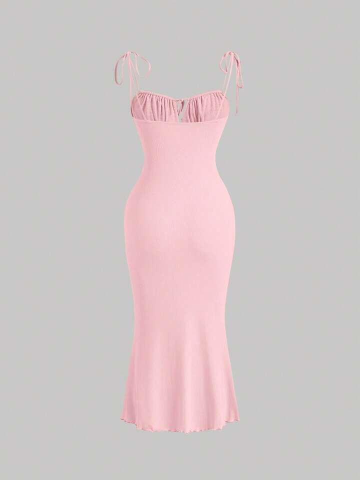 SHEIN MOD Casual Eenkleurig Jurk Geknoopt Plooiingen Geplisseerde Ruches borst | SHEIN