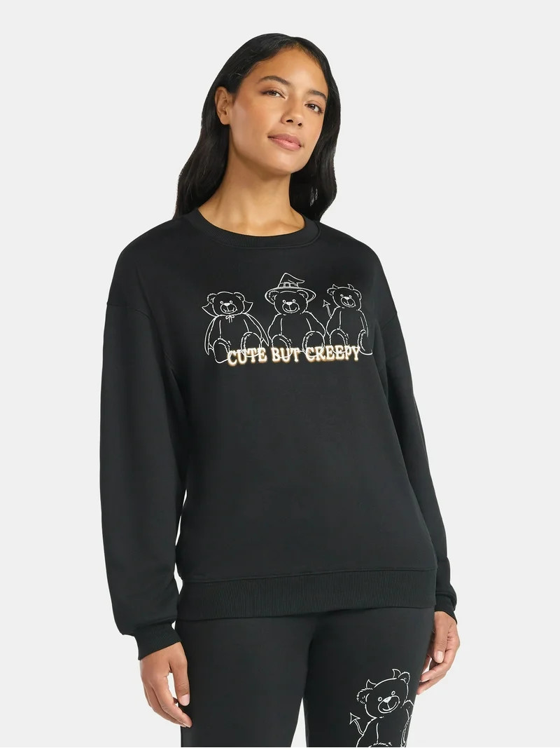 Cute But Creepy Women's Halloween Graphic Sweatshirt with Long Sleeves, Sizes XXS-XXL | Walmart (US)