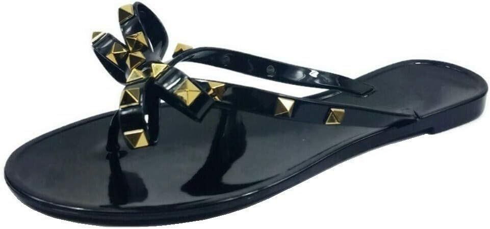 TruFox Womens Studded Flip Flops with Bow Open Toe Jelly Sandals | Amazon (US)