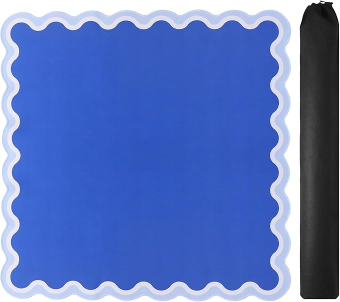 Blue Mahjong Mat (31.5” x 31.5”) with Black Carrying Bag, Anti-Slip, Noise-Reducing Mahjong M... | Amazon (US)