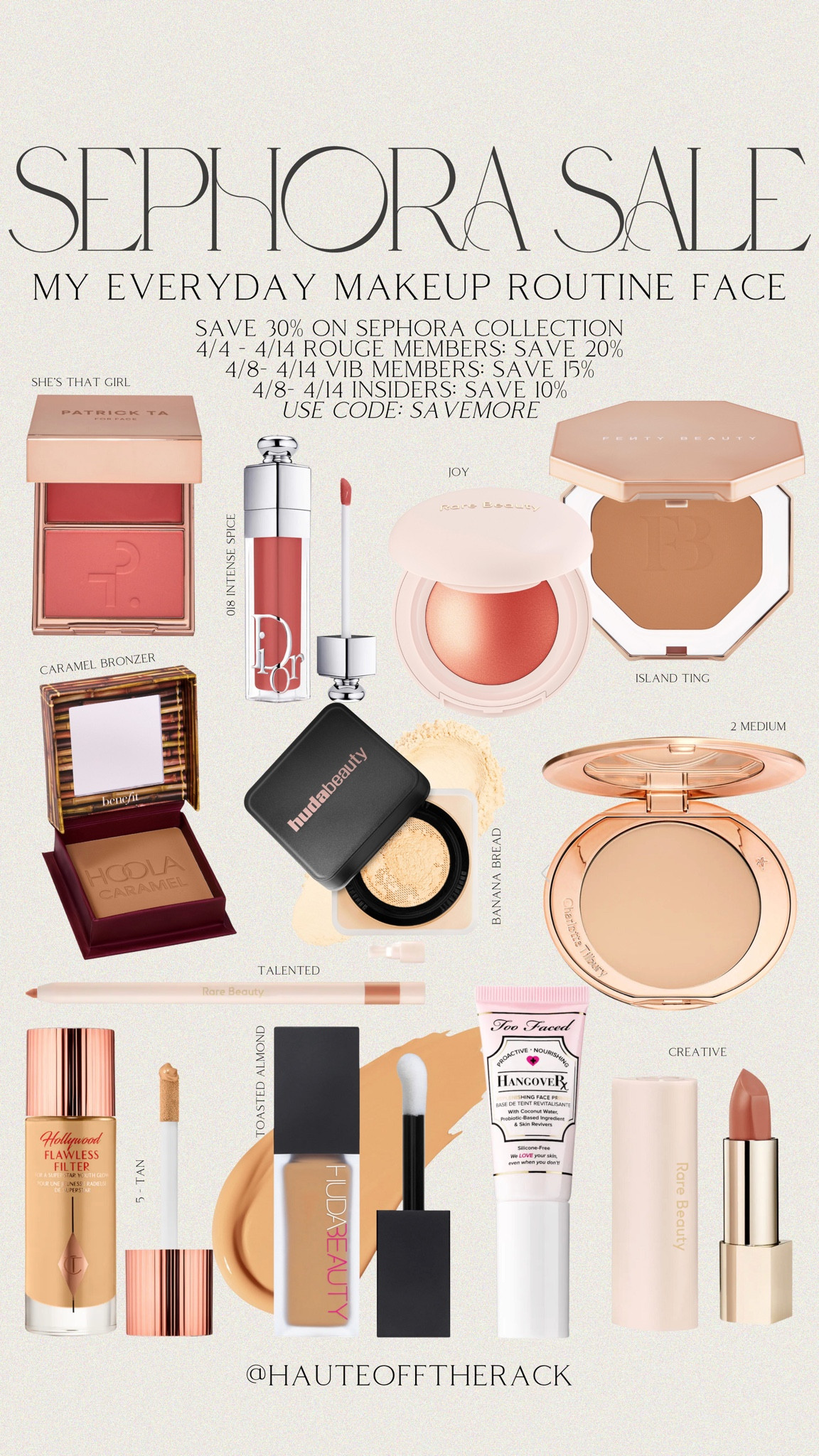 Use code: SAVEMORE to save at the @sephora sale!

#beauty #makeup #blush #concealer #lipstick #creamblush #primer #bronzer #sephora #sephorasale


#LTKSaleAlert #LTKBeauty #LTKFindsUnder100