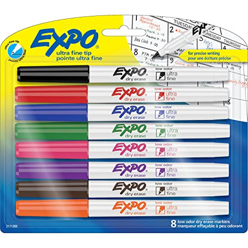 EXPO Low Odor Dry Erase Markers, Ultra-Fine Tip, Assorted Colors, 8 Pack | Amazon (US)