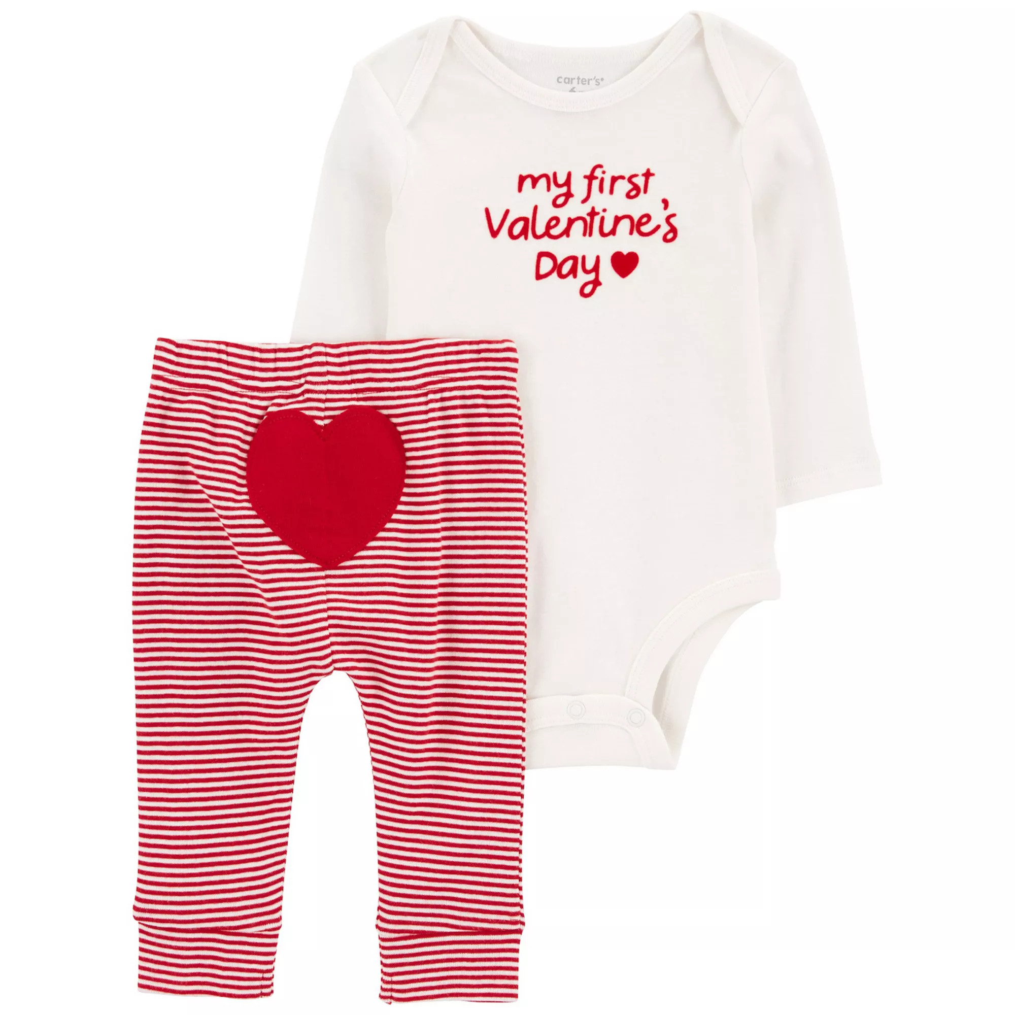 Baby Carter's My First Valentine's Day 2-Piece Long-Sleeve Bodysuit & Pant Set | Kohl's