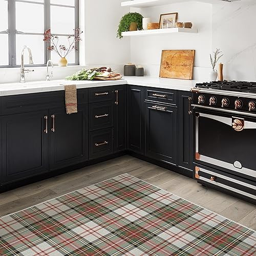 RUGGABLE Washable Plaid Area Rug – Dress Stewart Tartan White 5x7, Stain-Resistant, Non-Slip ... | Amazon (US)