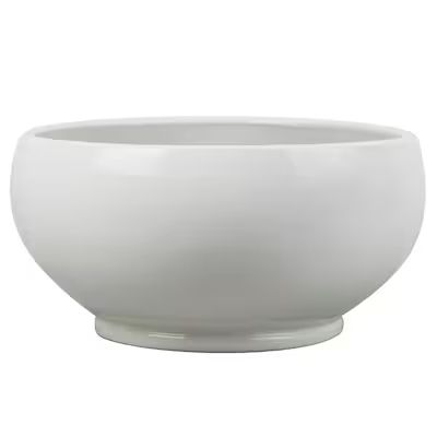 allen + roth 20.866-in W x 9.84-in H White Ceramic Low Bowl Planter Lowes.com | Lowe's