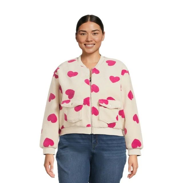 No Boundaries Juniors Plus Size Sherpa Bomber Jacket - Walmart.com | Walmart (US)