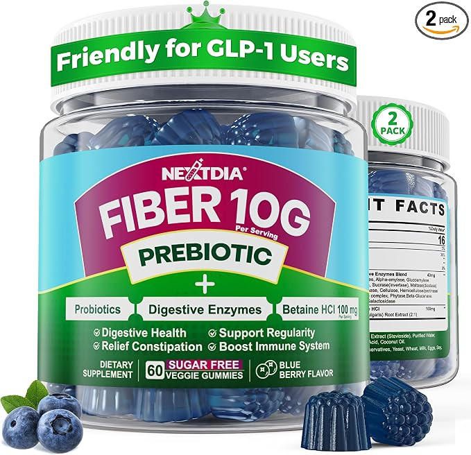 Fiber Gummies for Adults, GLP-1 Friendly 10g Prebiotic Fiber Gummies,120Cts | Fiber Supplement + ... | Amazon (US)