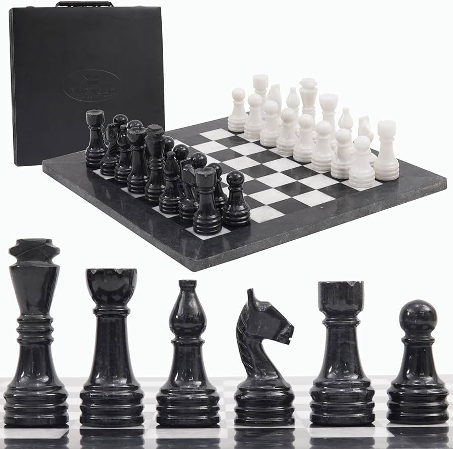 Radicaln Marble Chess Set with Storage Box 15 Inches Black and White Handmade Chess Sets for Adul... | Amazon (US)