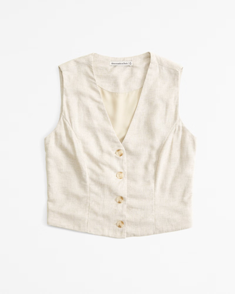 Women's The A&F Mara Linen-Blend Vest | Women's Tops | Abercrombie.com | Abercrombie & Fitch (UK)
