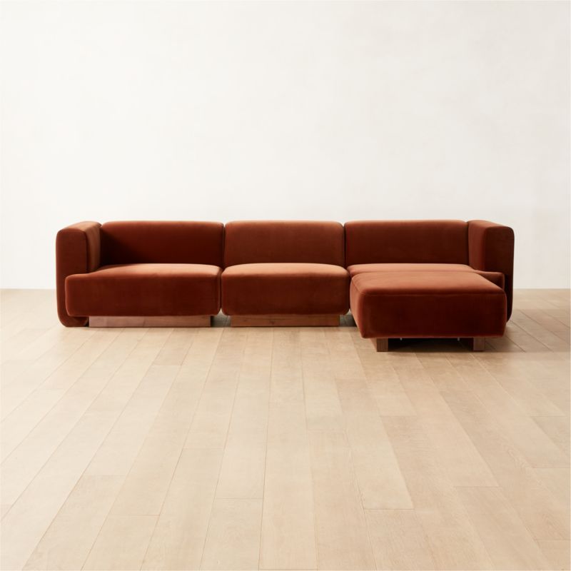 Terrain Modern 4-Piece Brown Velvet Sectional Sofa | CB2 | CB2