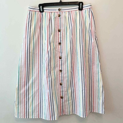 J. Crew Factory Rainbow Stripe Button Front Midi Skirt AO092  | eBay | eBay US