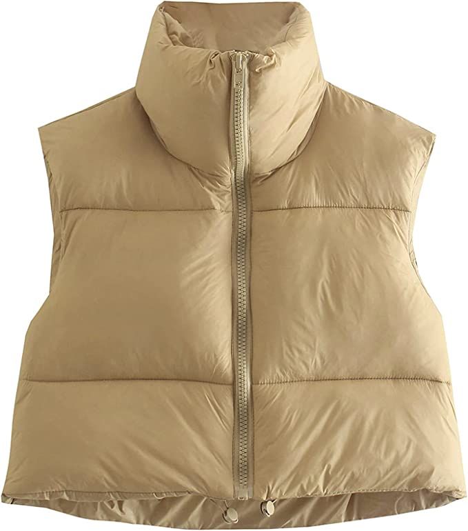 Duyang Women's Winter Warm Cropped Puffer Vest Lightweight Sleeveless Outerwear Padded Gilet | Amazon (US)