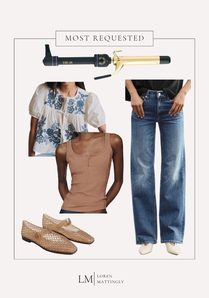 My DMs about these pieces have not let up!  The curling iron, the wide leg jeans, the embroidered top, the mesh Mary Janes, all of it is here and all of it is linked. So glad y'all kept asking because these are some of my favorites right now.

Go grab yours! 🤍 

xo, Loren

#mostrequested
