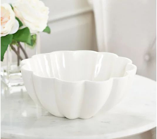 Cozy Cottage by Liz Marie Scalloped Ceramic Bowl | QVC