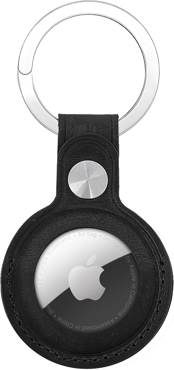 Genuine Leather AirTag Keyring Holder for Apple AirTags. Anti-Lost, Scratch-Resistant Secure Key ... | Amazon (UK)