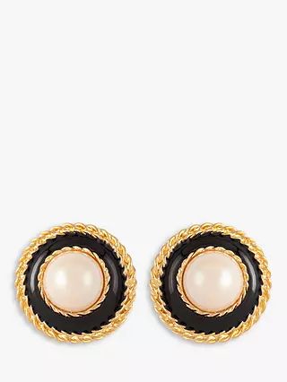 Susan Caplan Vintage Rediscovered Oversized Faux Pearl & Enamel Clip-On Earrings, Dated Circa 199... | John Lewis (UK)