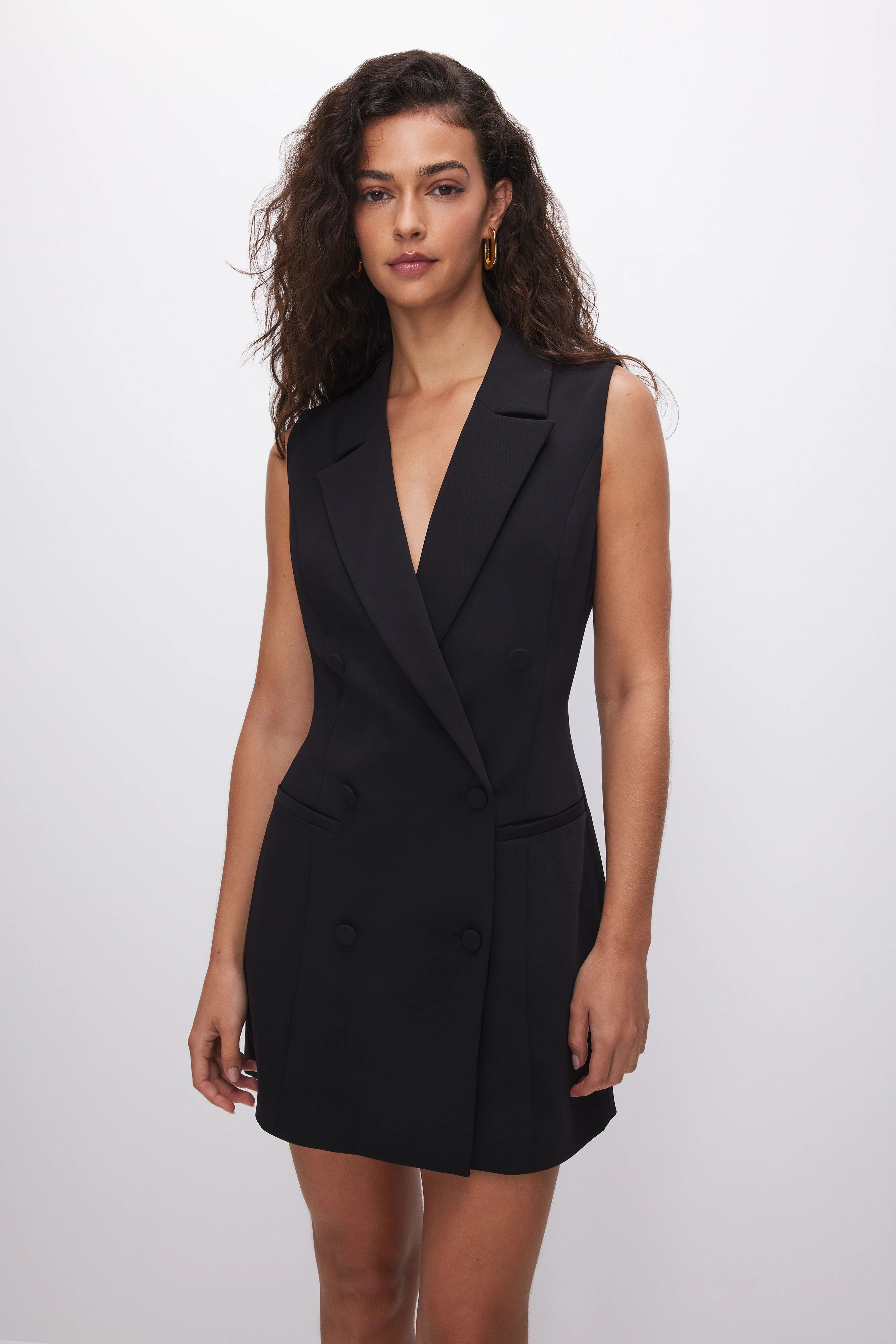 SLEEVELESS BLAZER MINI DRESS | Good American