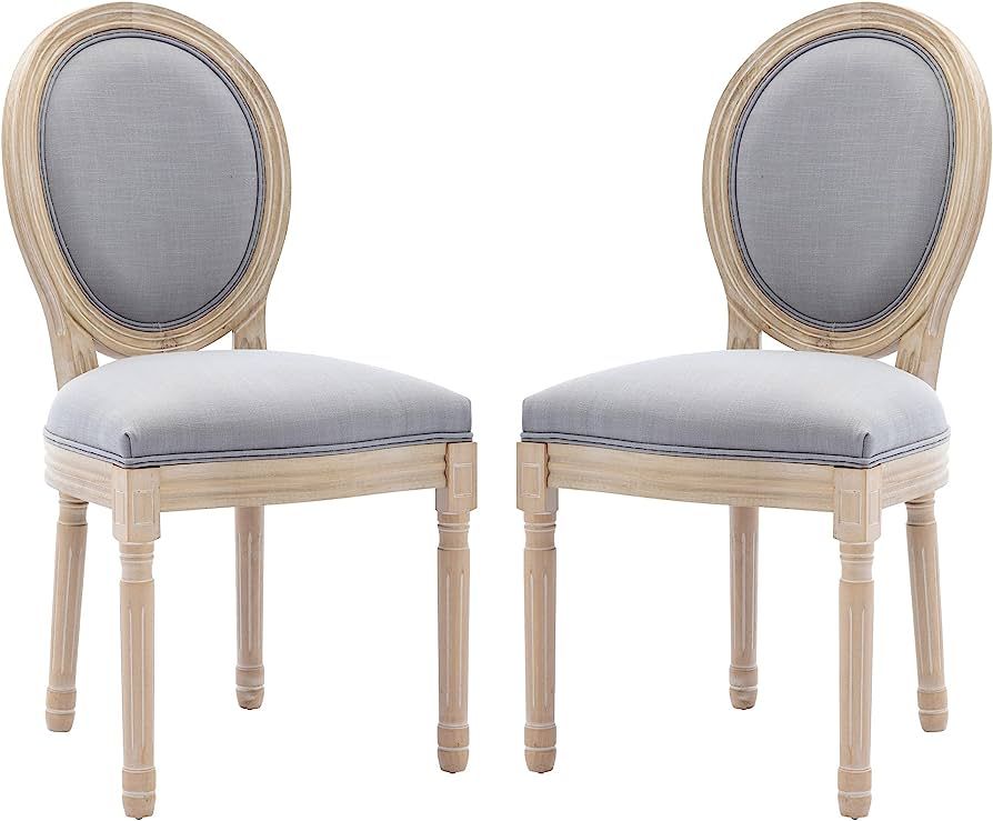 KCC French Dining Chairs Set of 2, Upholstered Vintage Farmhouse Chair with Round Backrest, Mid C... | Amazon (US)