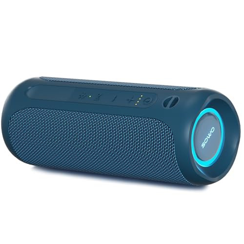 Portable Bluetooth Speaker, IPX7 Waterproof Wireless Bluetooth Speaker, Bassboom Technology, 25W Loud Stereo Sound, LED Light with TWS Pairing, 16H Playtime for Home and Outdoor -Blue | Amazon (US)