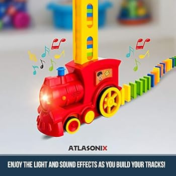 Atlasonix Domino Train Set - 80 Pcs. Fun and Colorful Train That Prepares Your Domino Rally Exper... | Amazon (US)