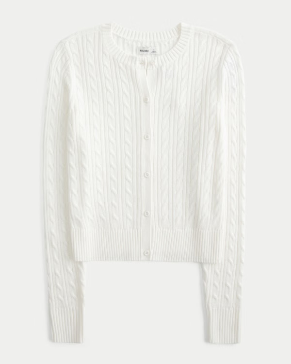 Women's Easy Cable-Knit Crew Cardigan | Women's Tops | HollisterCo.com | Hollister (US)
