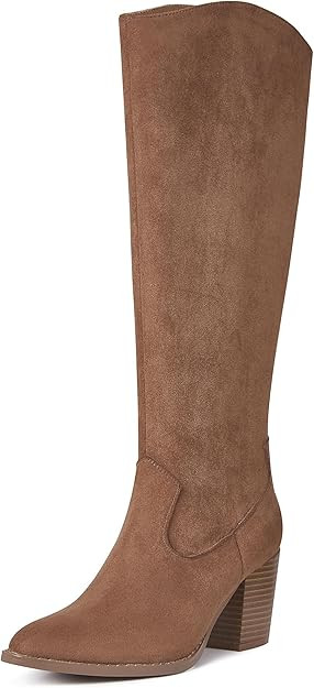 MeiLuSi Womens Knee High Boots Pointed Toe Suede Boots Chunky Heel Faux Slouchy Shoes Tall Fall 2... | Amazon (US)