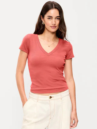 Snug V-Neck Crop T-Shirt | Old Navy (US)