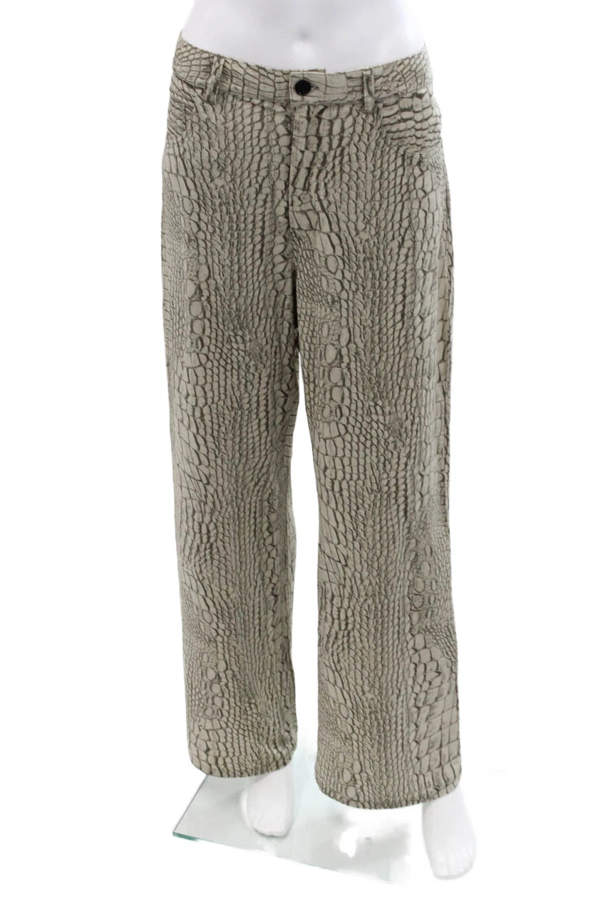 ACNE Studios Womens Animal Print High Rise Straight Leg Pants Brown Size 38 | eBay US