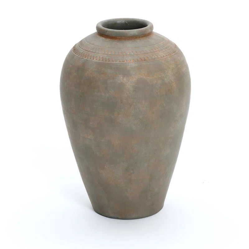 August Grove® Rustic Brown Terracotta 14.6-Inch Tall Urn Vase & Reviews | Wayfair | Wayfair North America