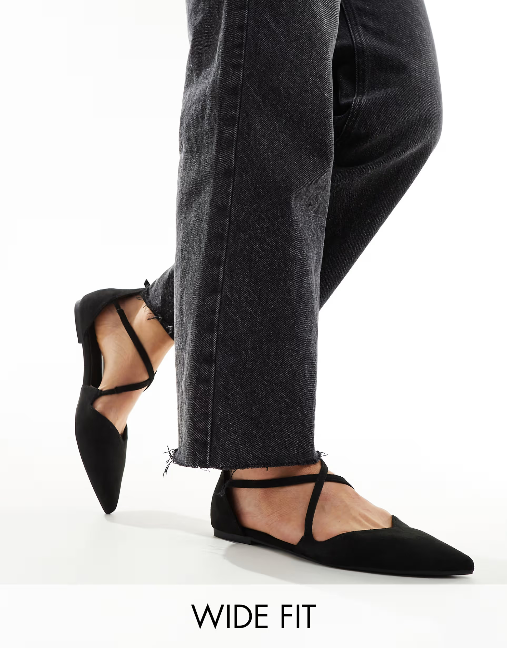 ASOS DESIGN Wide Fit Larna pointed ballet flats in black | ASOS (Global)