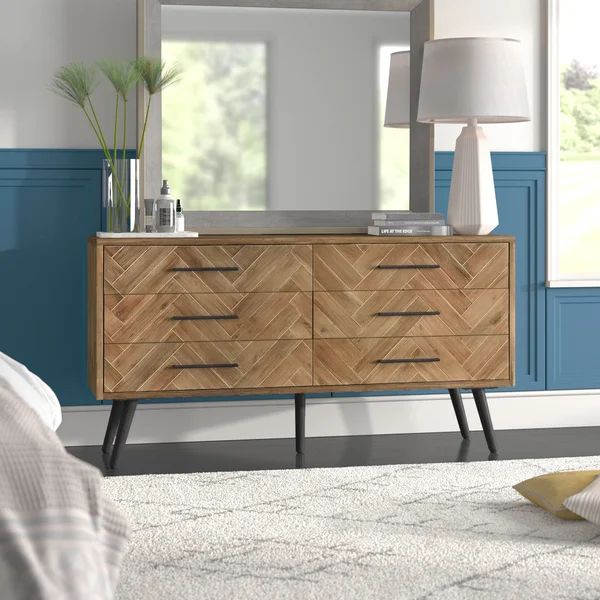 Analeah 6 Drawer 61'' W Solid Wood Double Dresser | Wayfair North America