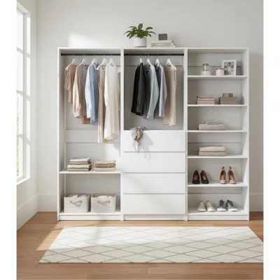 White Freestanding Walk In Wood Closet System | Wayfair North America
