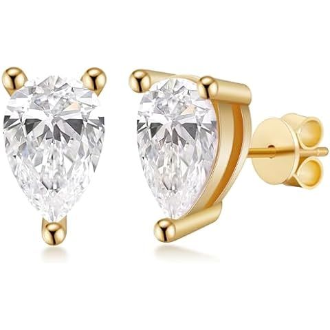 PAVOI 14K Gold Plated Sterling Silver Cubic Zirconia Stud Earrings for Women | Simulated Diamond ... | Amazon (US)