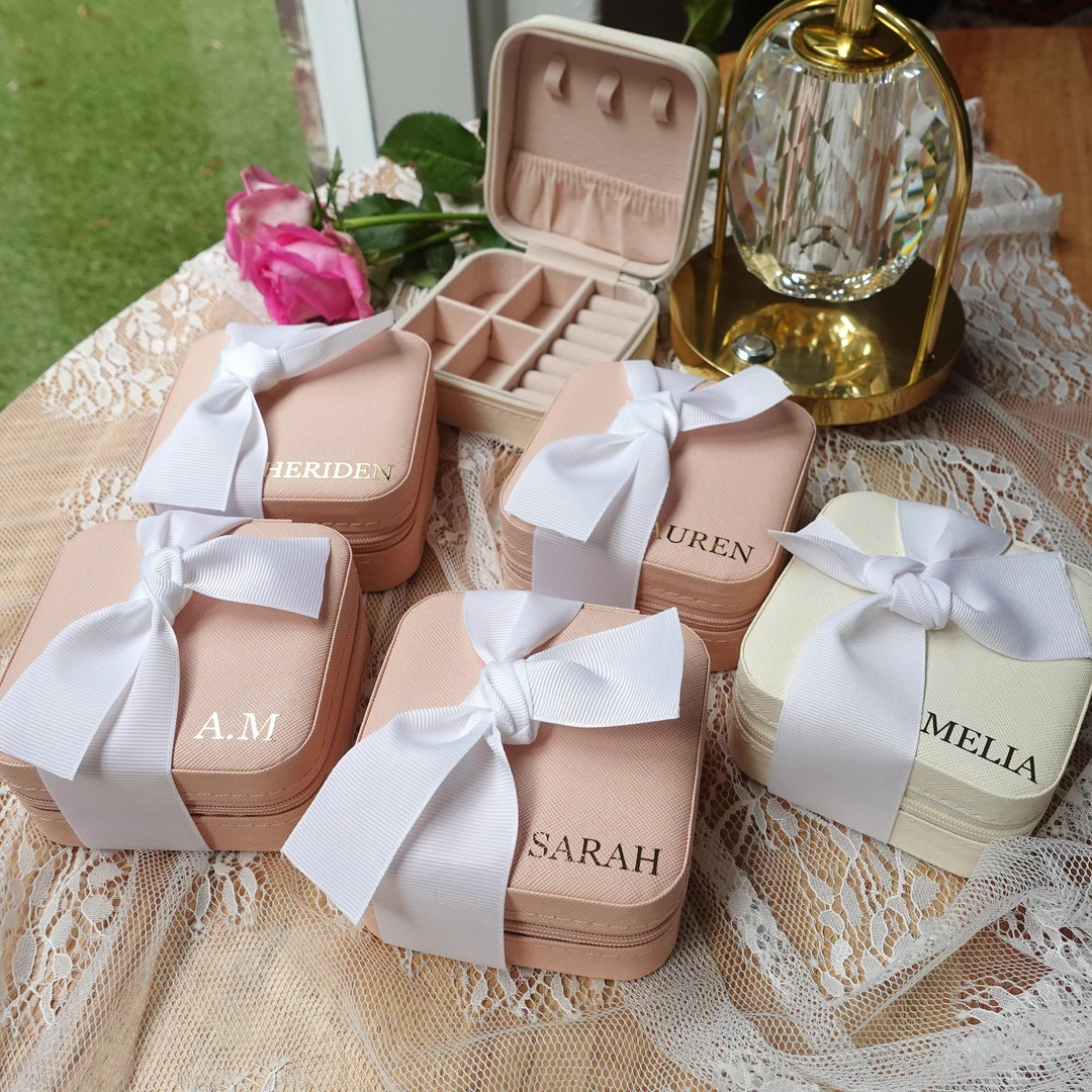 Personalized Jewelry Boxes, Blush Personalized Accessories Case, Bridesmaid Gifts, Custom Travel ... | Etsy (US)