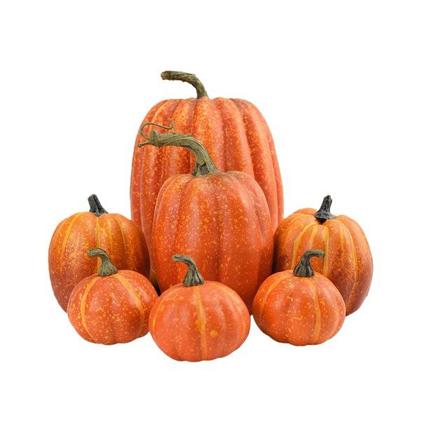 Cleiliy 7 Pieces Faux Pumpkins Orange Halloween Fall Decoration Garden LawnfoamOrnamentsIn public... | Walmart (US)