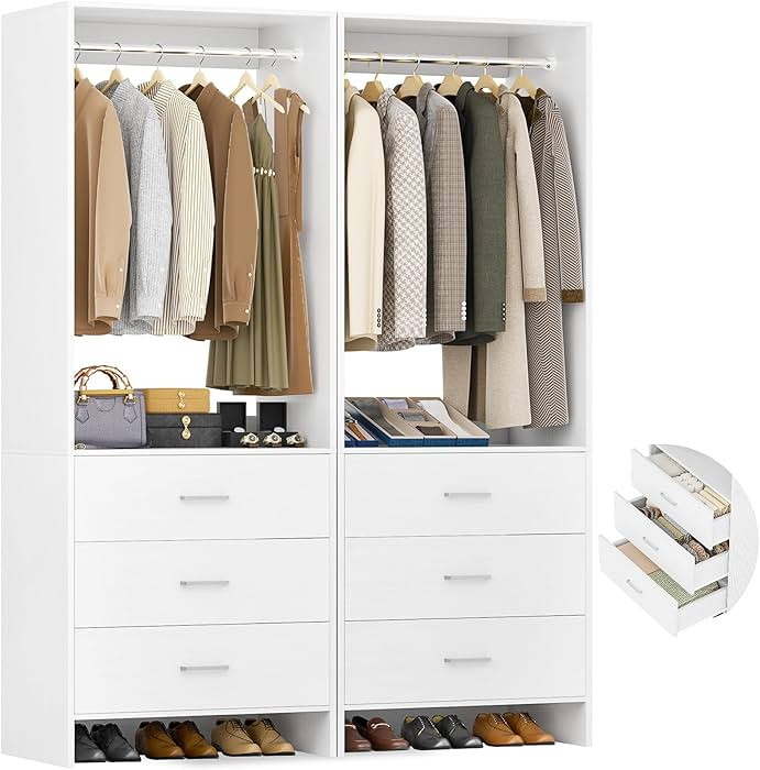 Aheaplus Closet System Closet Organizer, Wood Closet Organizer System, Walk-in Closet or Small Cl... | Amazon (US)