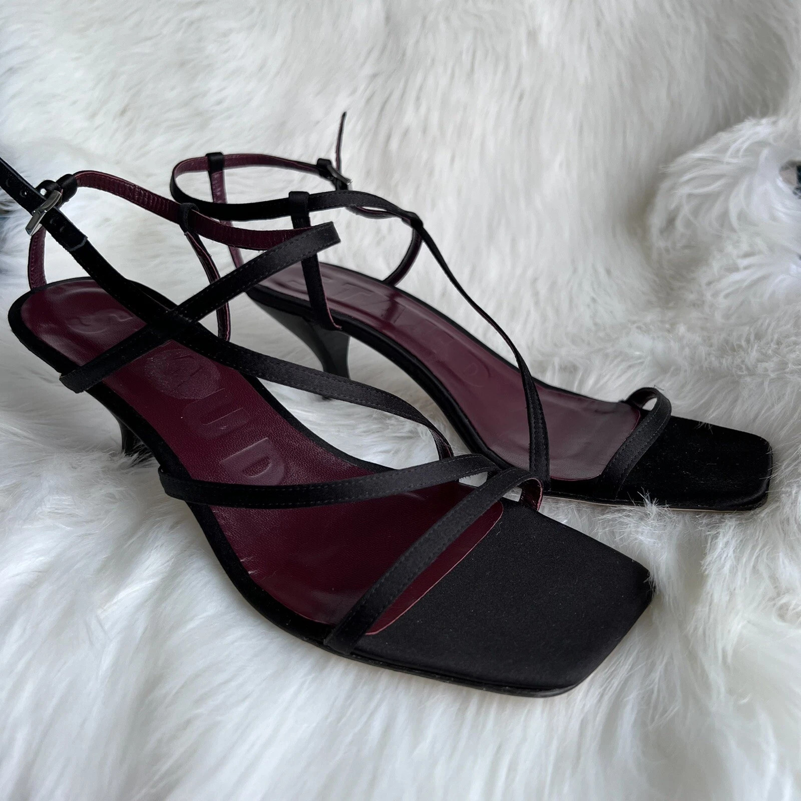 Staud Gita Sandals Satin Kitten Heel Black size 38 retail $390  | eBay | eBay US