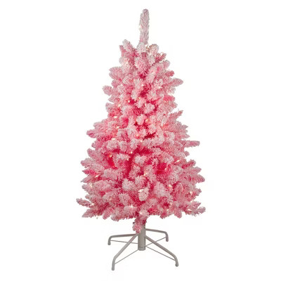 Northlight 4' Prelit Artificial Christmas Tree Slim Flocked Pine - Clear Lights | Target