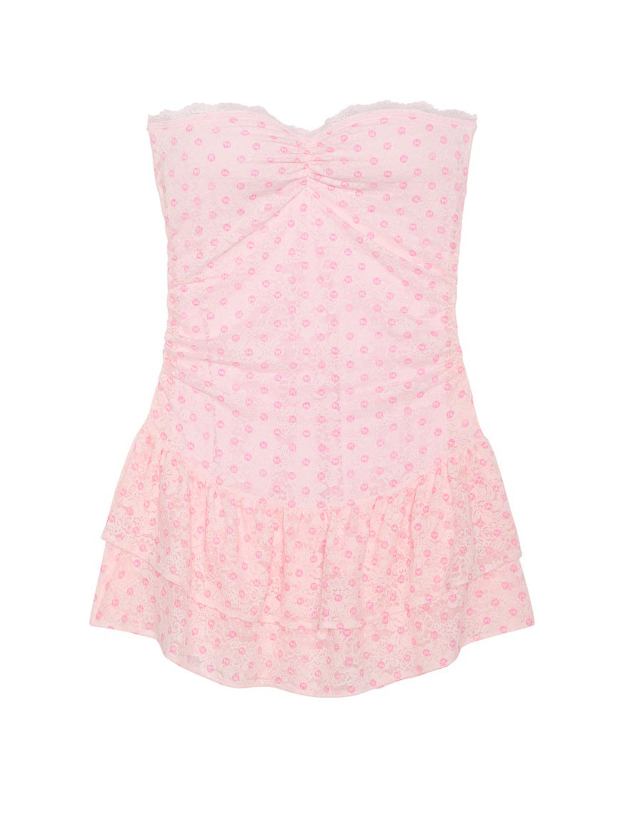 PINK x LoveShackFancy Strapless Lace Mini Dress | Victoria's Secret (US / CA )