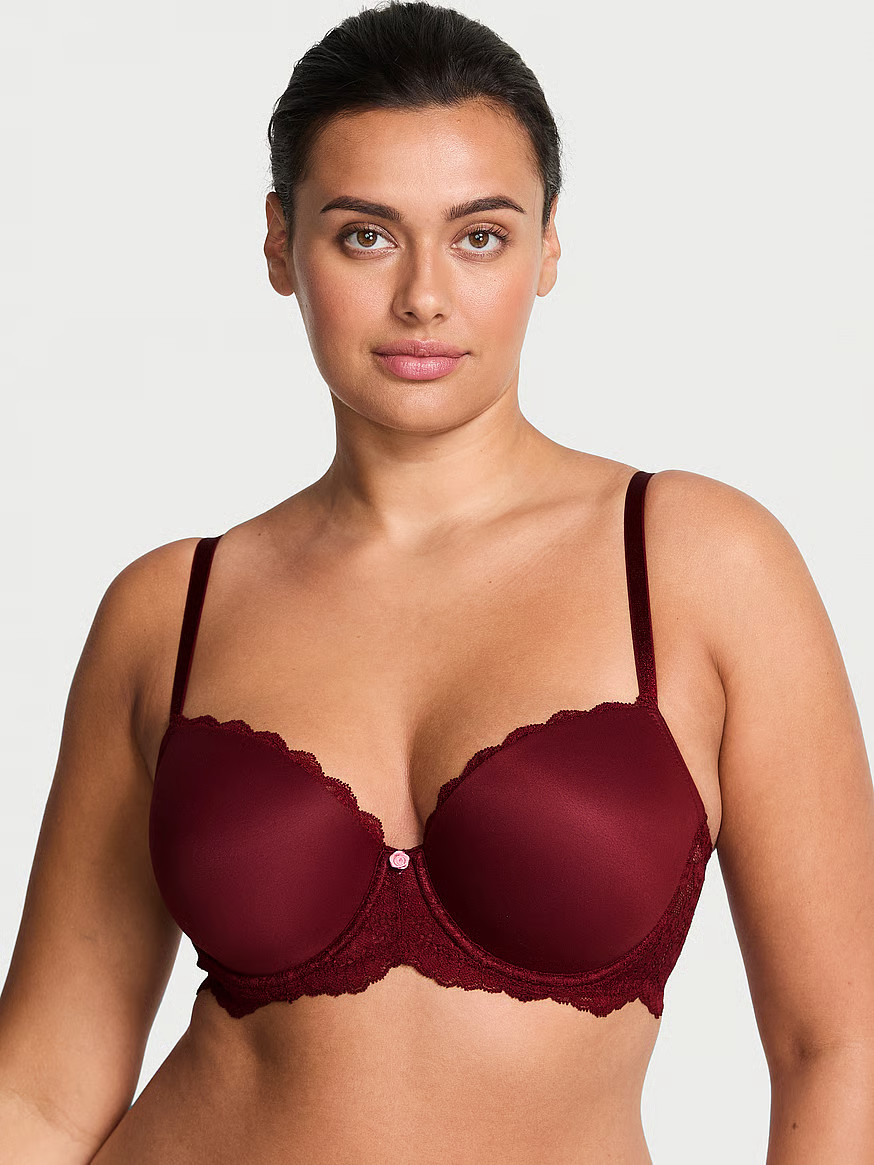 Buy Smooth & Lace Lightly Lined Demi Bra, Sangria Red - Order Bras online - Victoria's Secret US | Victoria's Secret (US / CA )