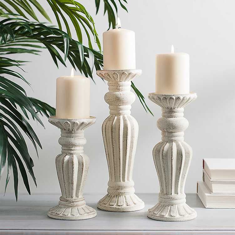 Ceramic with Brushed Gold Candle Holders, Set of 3 | Kirkland's Home