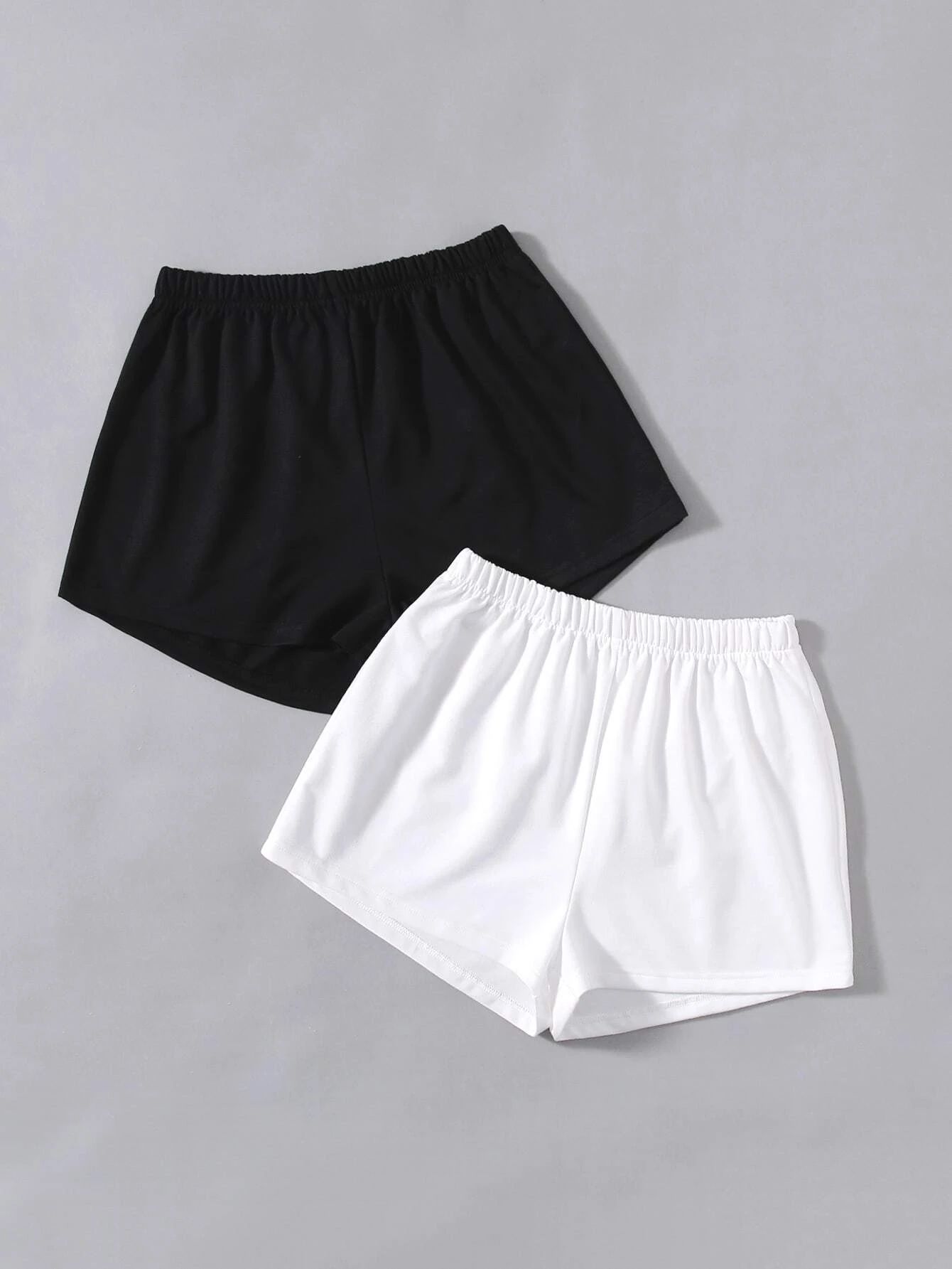 2pcs Solid Shorts | ROMWE