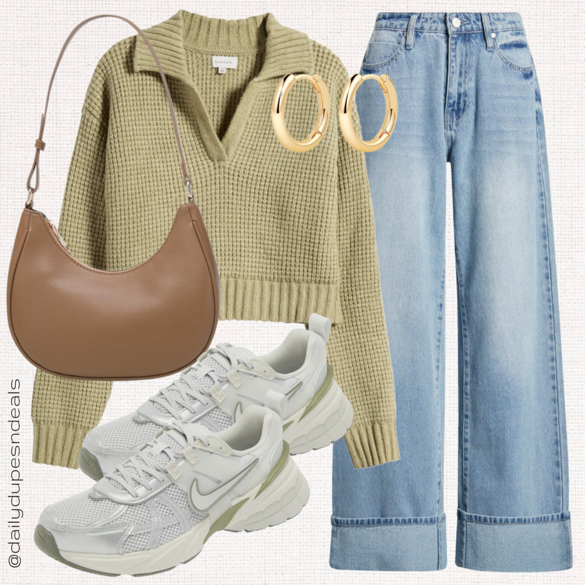 Fall winter Amazon Nordstrom sweater wide leg denim jeans Nike tennis shoes dad sneakers

#LTKstyletip #LTKfindsunder100 #LTKSeasonal