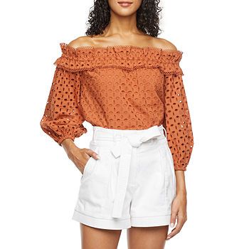 Ryegrass Womens Asymmetrical Neck 3/4 Sleeve Blouse | JCPenney