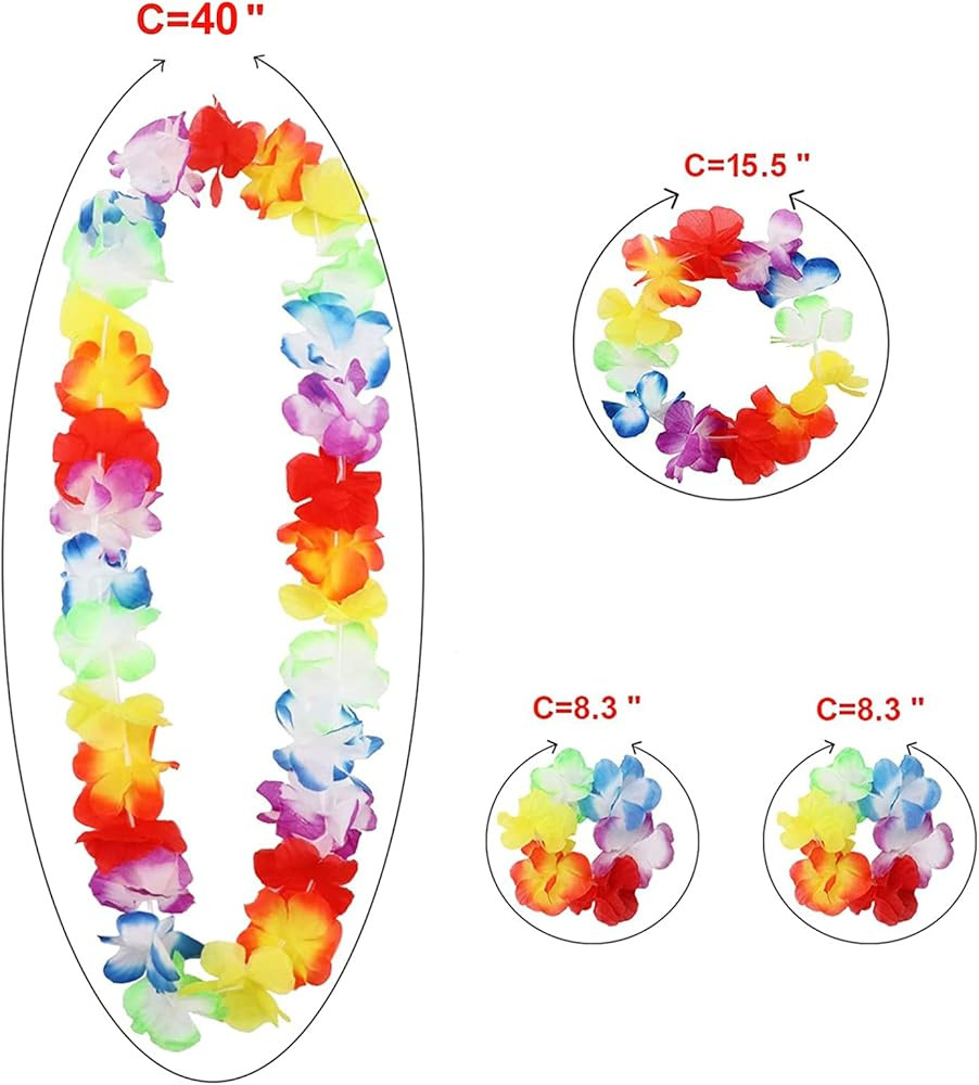 PHOGARY 7 Pack Hawaiian Flower Leaf Hula Skirt Costume Accessory Kit for Hawaii Luau Party | Amazon (US)