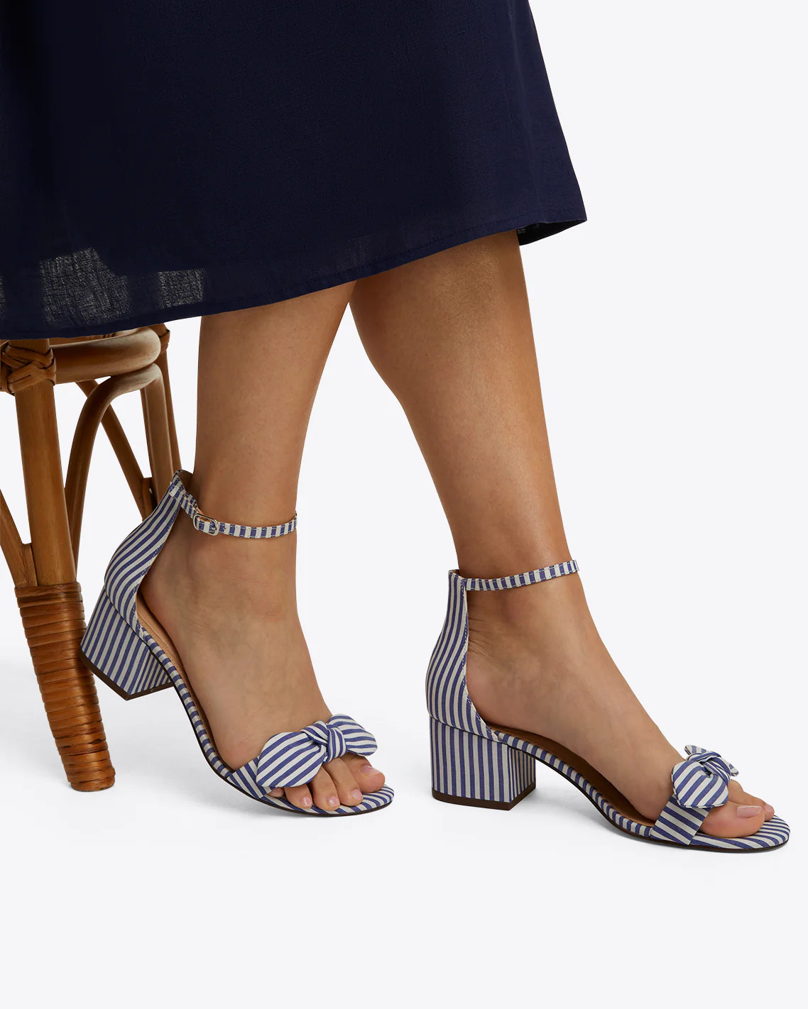 Preston Sandal in Blue & White Stripe | Draper James (US)
