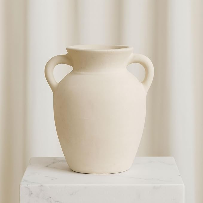 Vintage Ceramic Vase with Handles – Handmade Amphora Paper Mache Style Jug – Decorative Potte... | Amazon (US)
