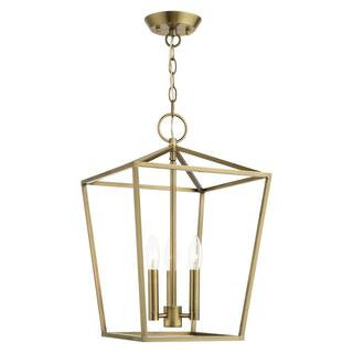Devonshire 3 Light Antique Brass Convertible Semi Flush/Lantern | The Home Depot