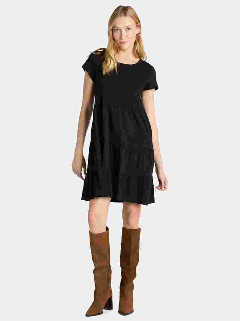 Time and Tru Women's and Women's Plus Tiered Cotton Mini Dress, Sizes XS-4X | Walmart (US)